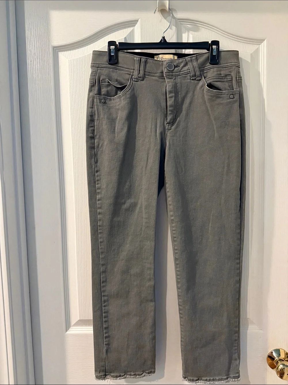 Democracy Women's Gray Straight Leg Jeans with Subtle Fray